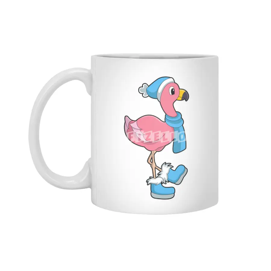 Flamingo with Scarf & Hat Beyaz Kupa