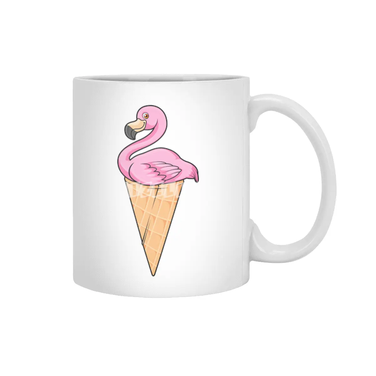 Flamingo with Waffle of Ice cream Beyaz Kupa