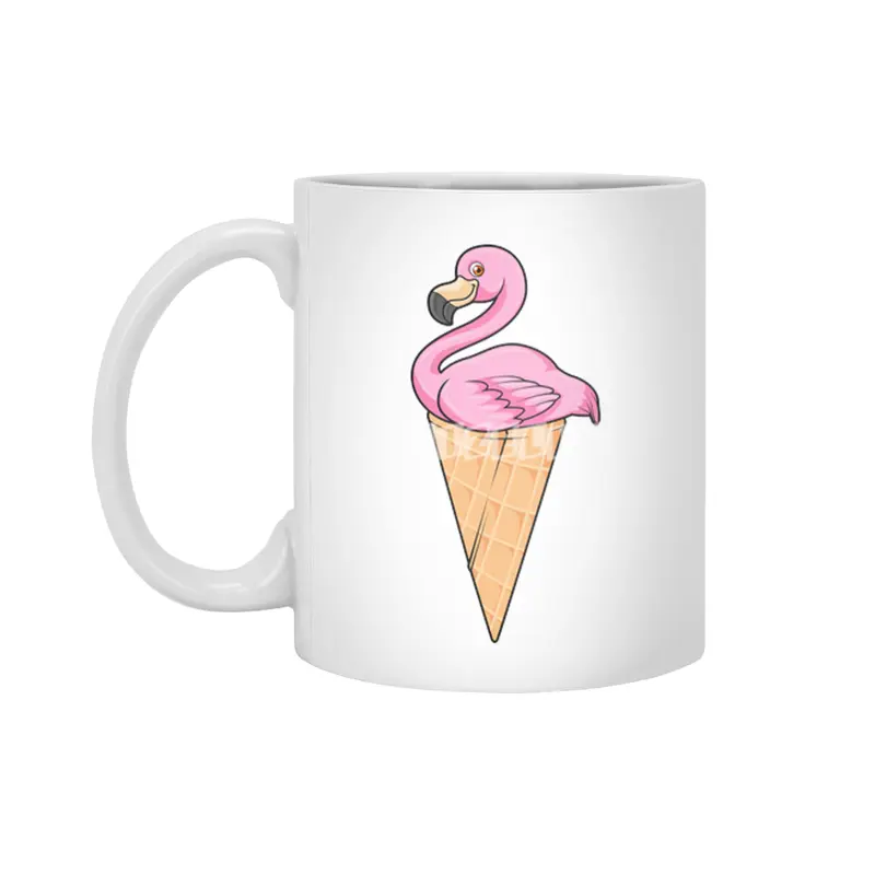 Flamingo with Waffle of Ice cream Beyaz Kupa