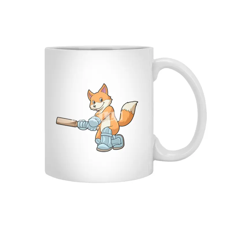 Fox as Batsman with Cricket bat Beyaz Kupa