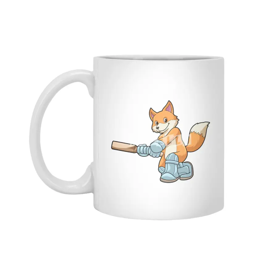 Fox as Batsman with Cricket bat Beyaz Kupa
