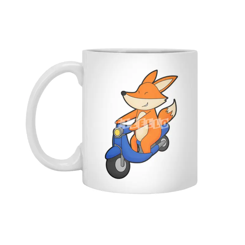 Fox as Biker with Scooter Beyaz Kupa