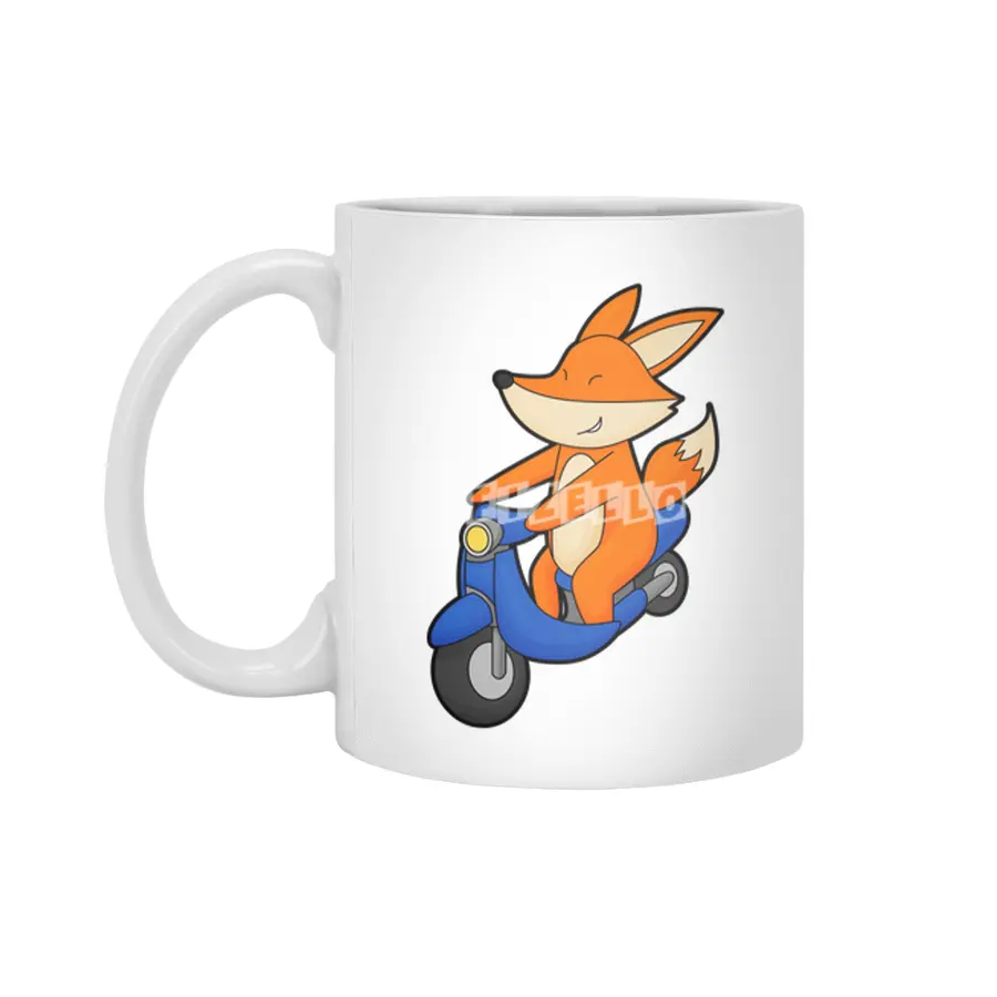Fox as Biker with Scooter Beyaz Kupa