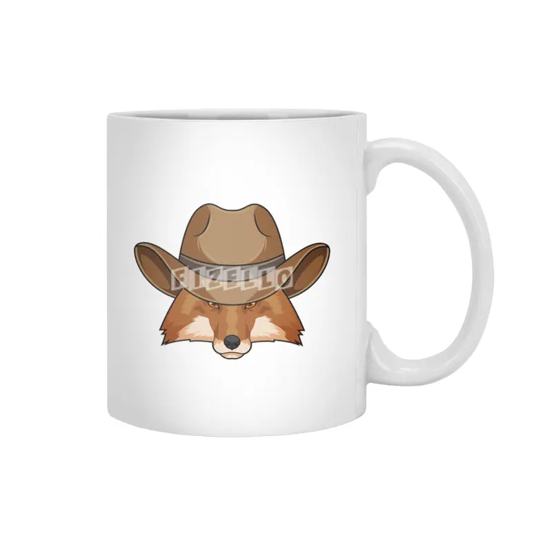 Fox as Cowboy with Hat Beyaz Kupa