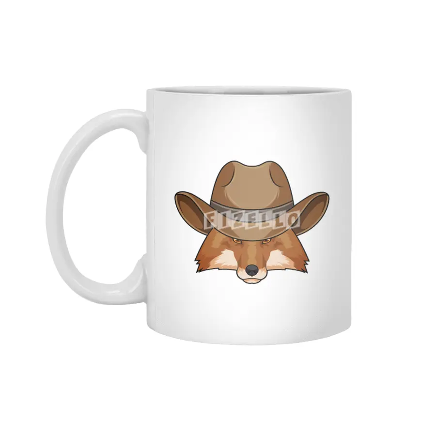 Fox as Cowboy with Hat Beyaz Kupa