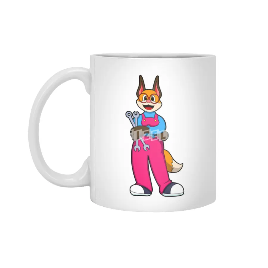 Fox as Craftsman with Tools Beyaz Kupa