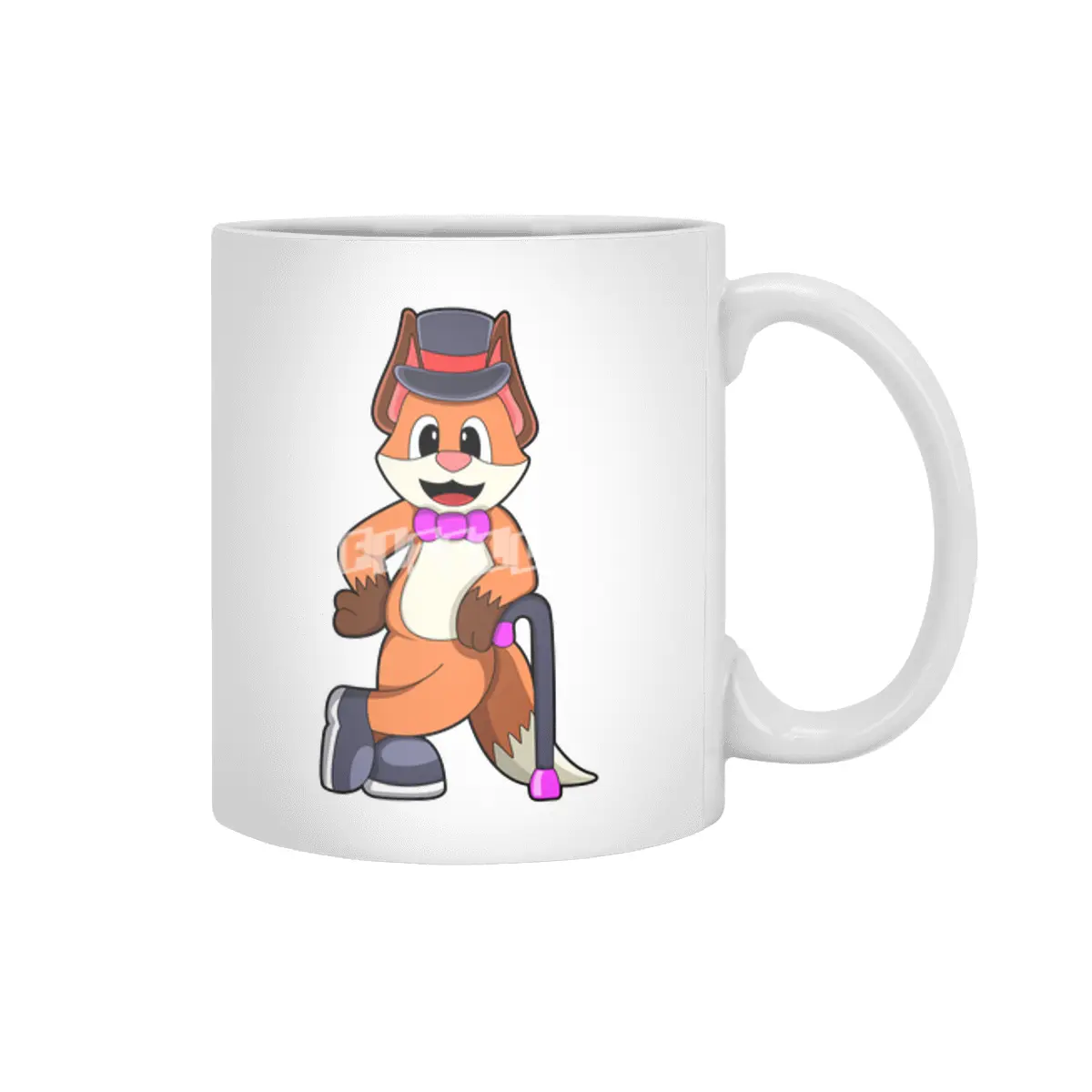 Fox as Gentleman with Hat & Stick Beyaz Kupa