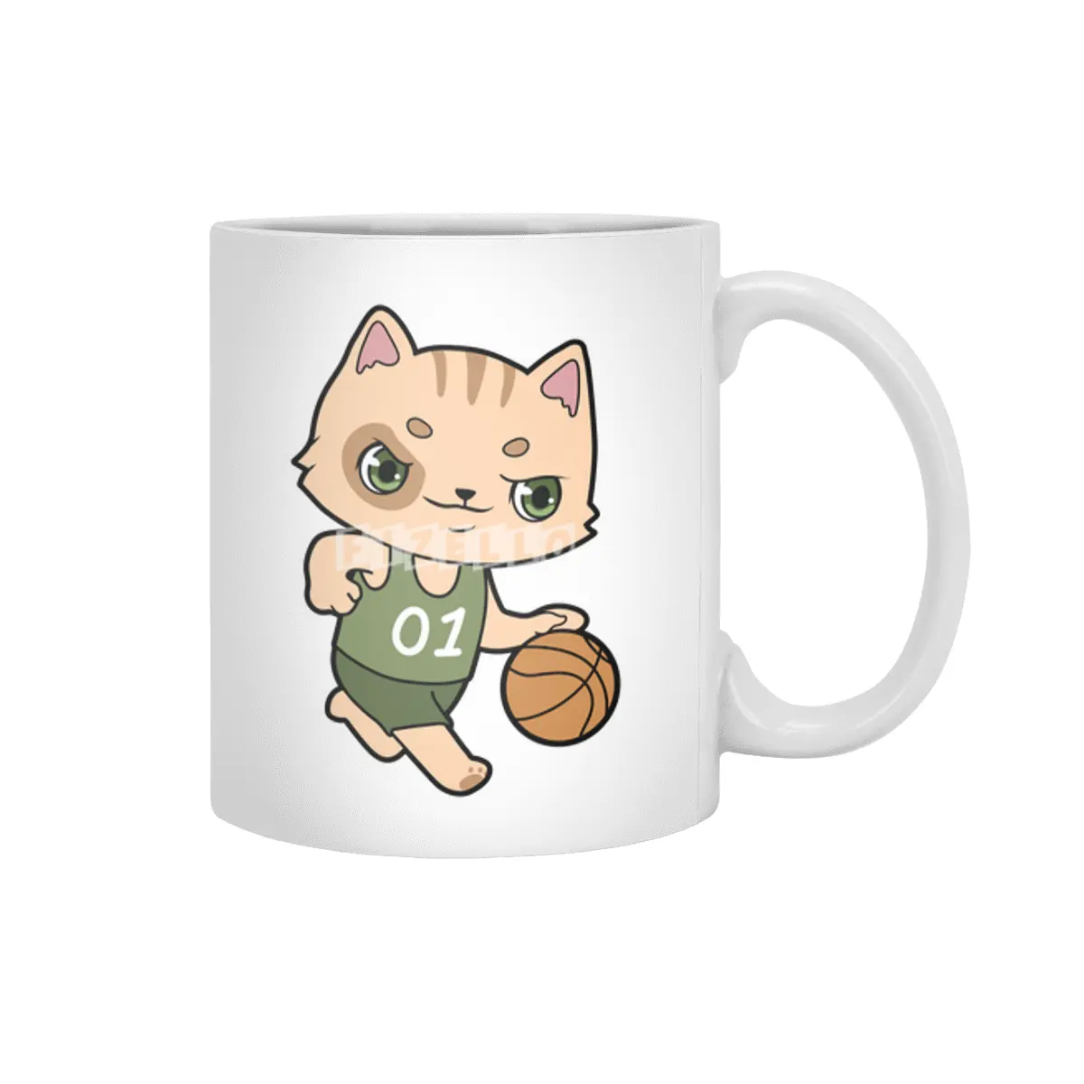 Cat at Basketball Sports Beyaz Kupa