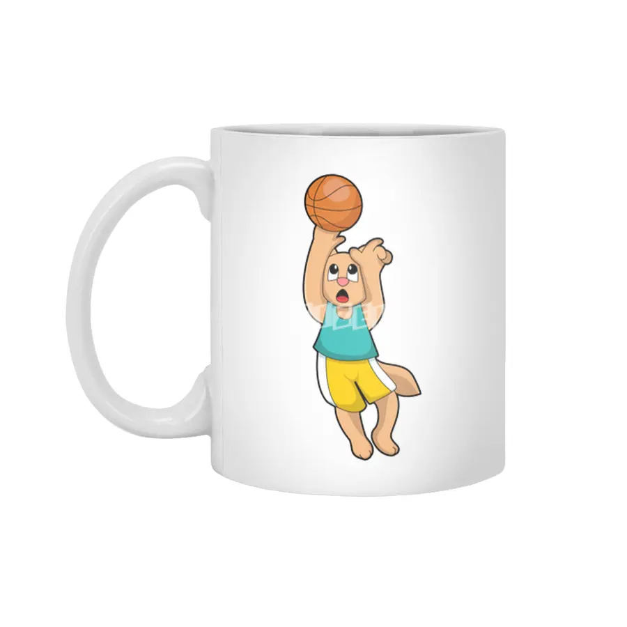 Cat at Basketball Sports Beyaz Kupa