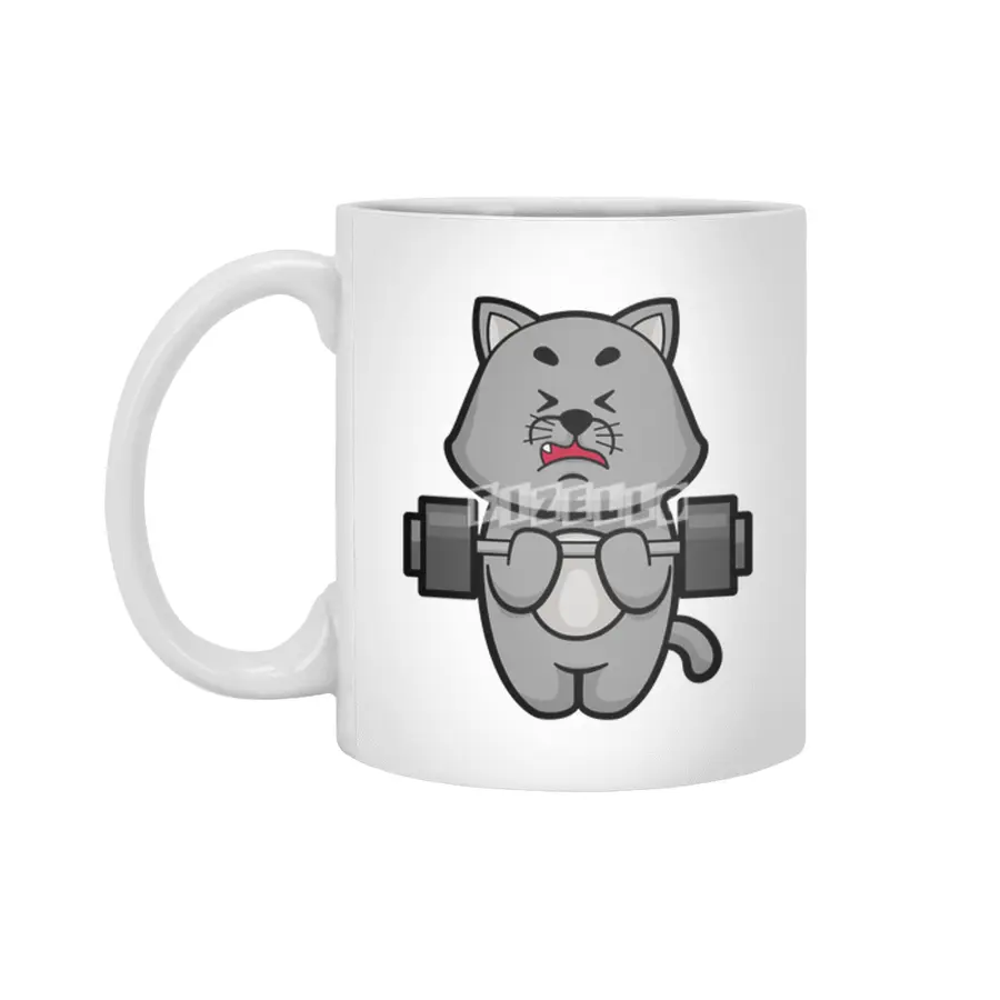 Cat at Biceps training with Barbell Beyaz Kupa