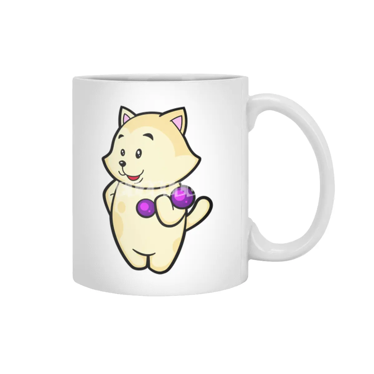 Cat at Biceps training with Dumbbell Beyaz Kupa