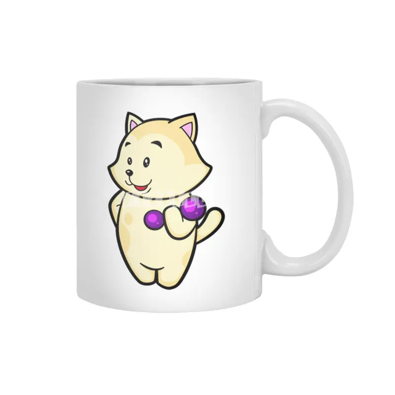 Cat at Biceps training with Dumbbell Beyaz Kupa