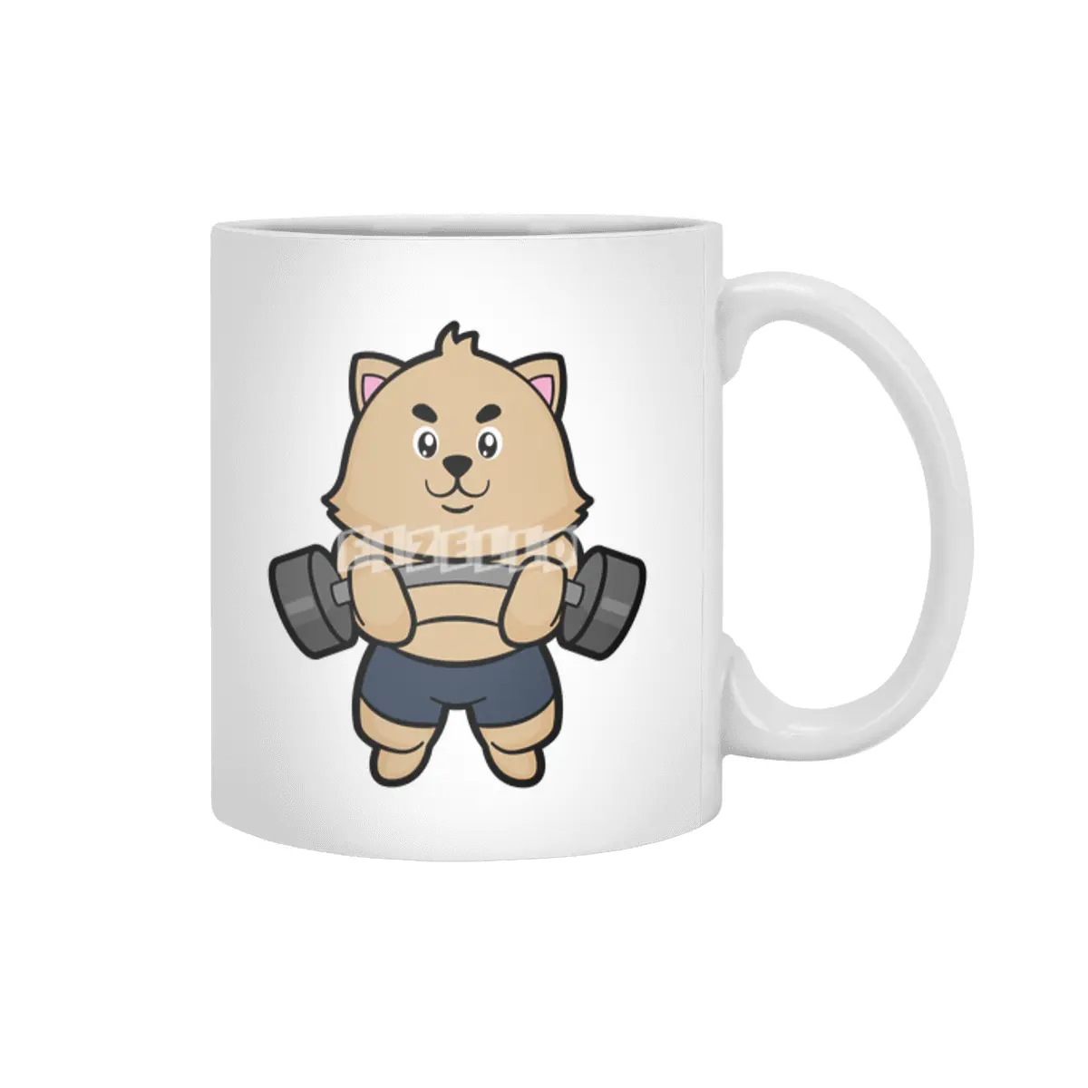 Cat at Bodybuilding with Barbell Beyaz Kupa