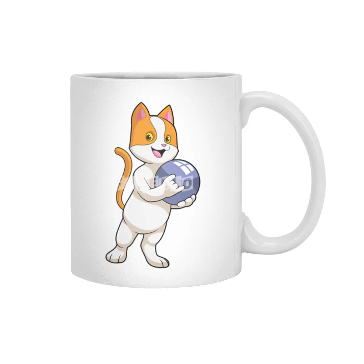 Cat at Bowling with Bowling ball Beyaz Kupa