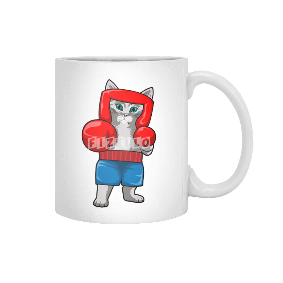 Cat at Boxing with Boxing gloves Beyaz Kupa