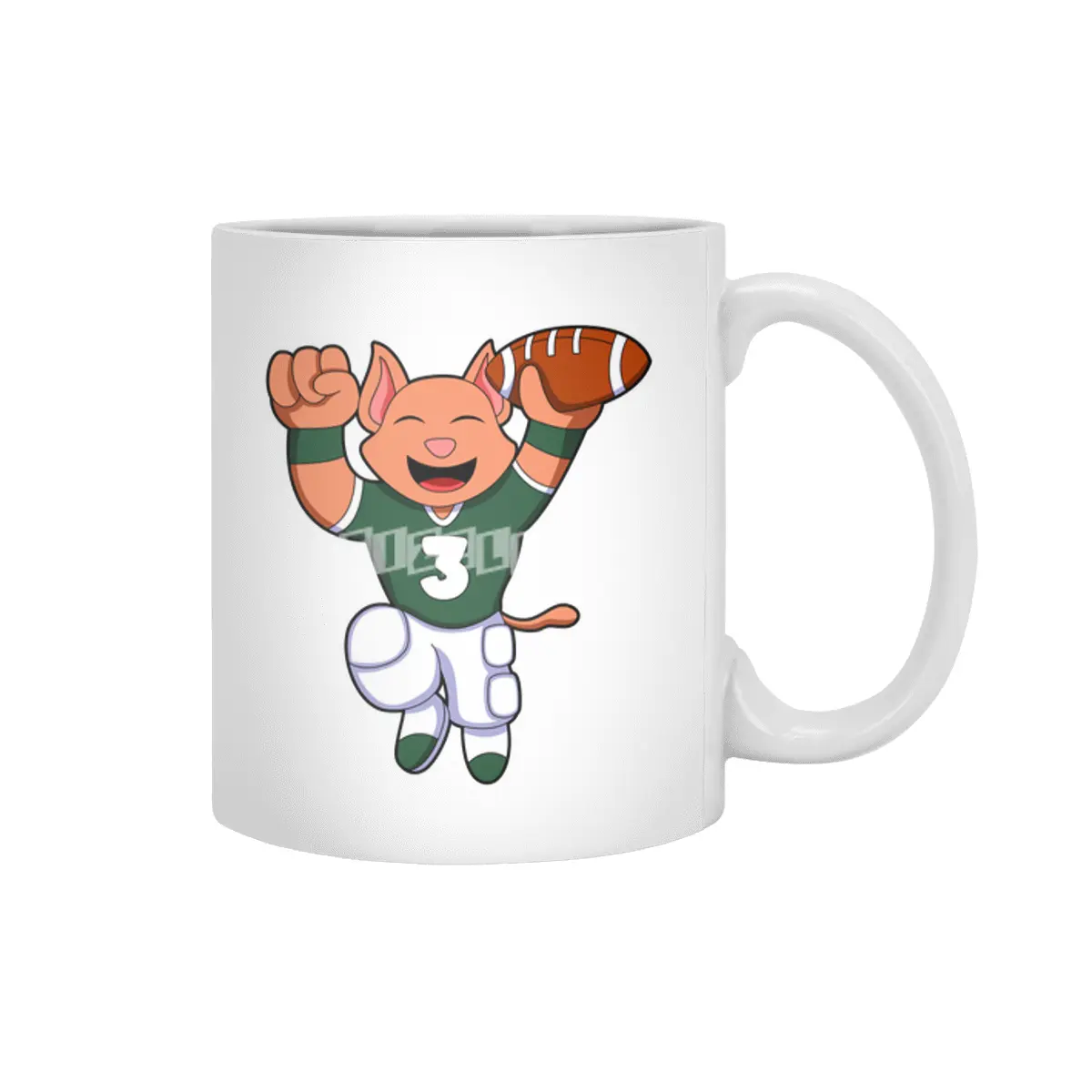 Cat at Sports with Football & Jersey Beyaz Kupa