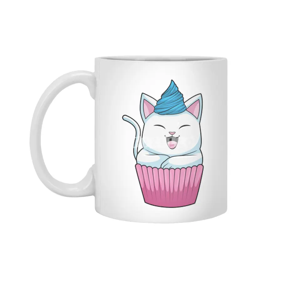 Cat Eating Muffin Beyaz Kupa
