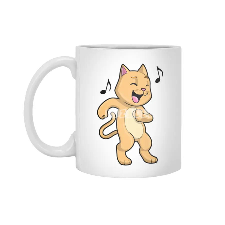 Cat Music Dance Beyaz Kupa