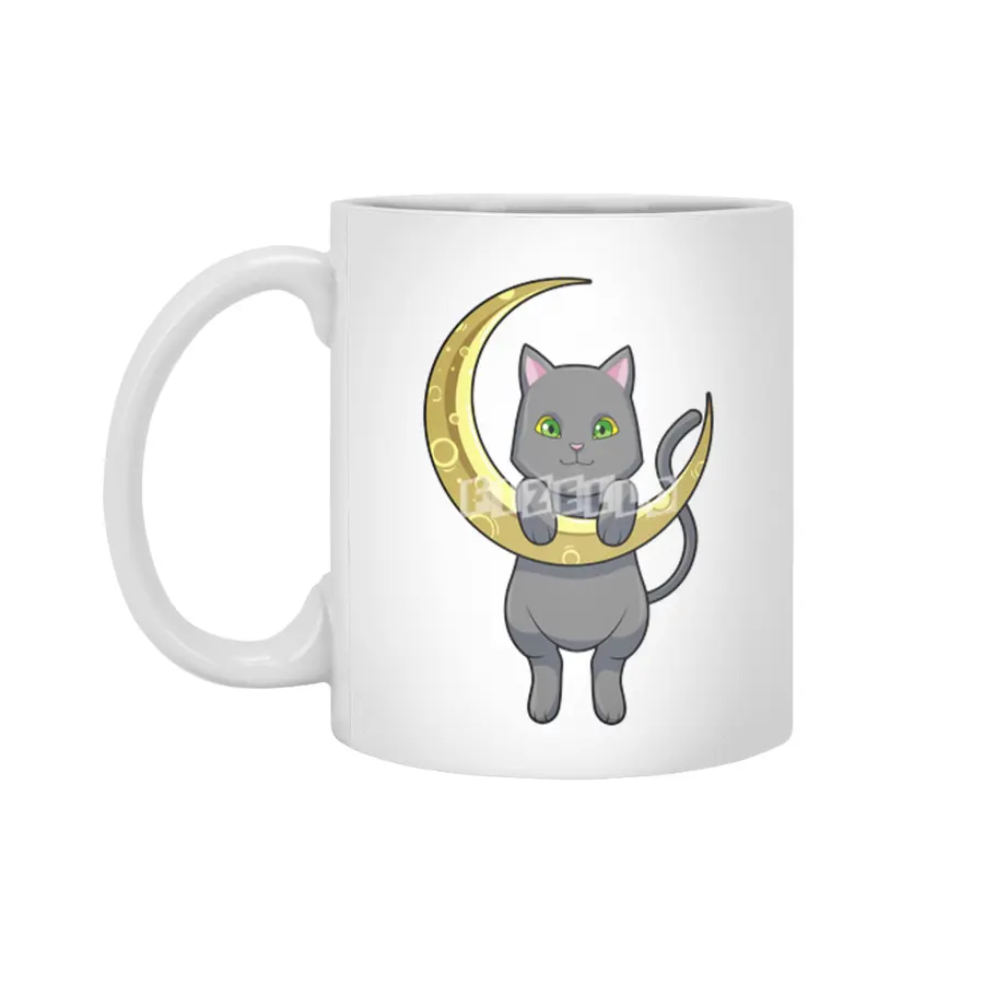 Cat Night Moon Beyaz Kupa