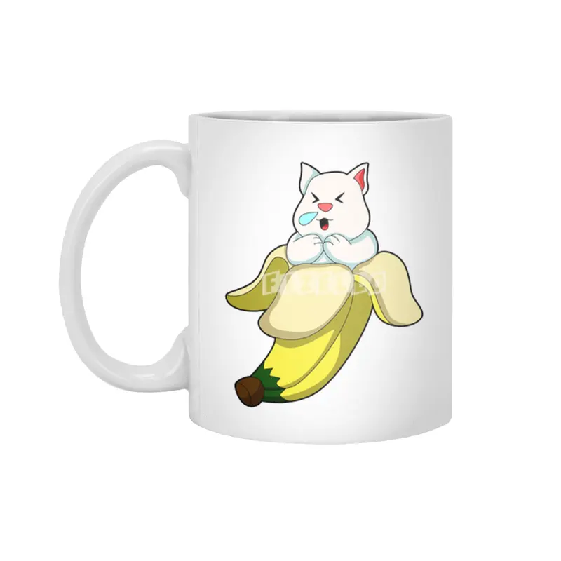 Cat with Banana Beyaz Kupa