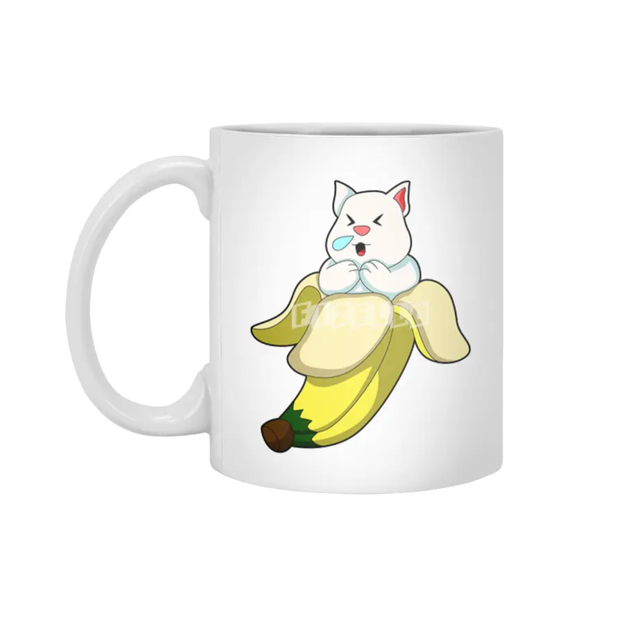 Cat with Banana Beyaz Kupa