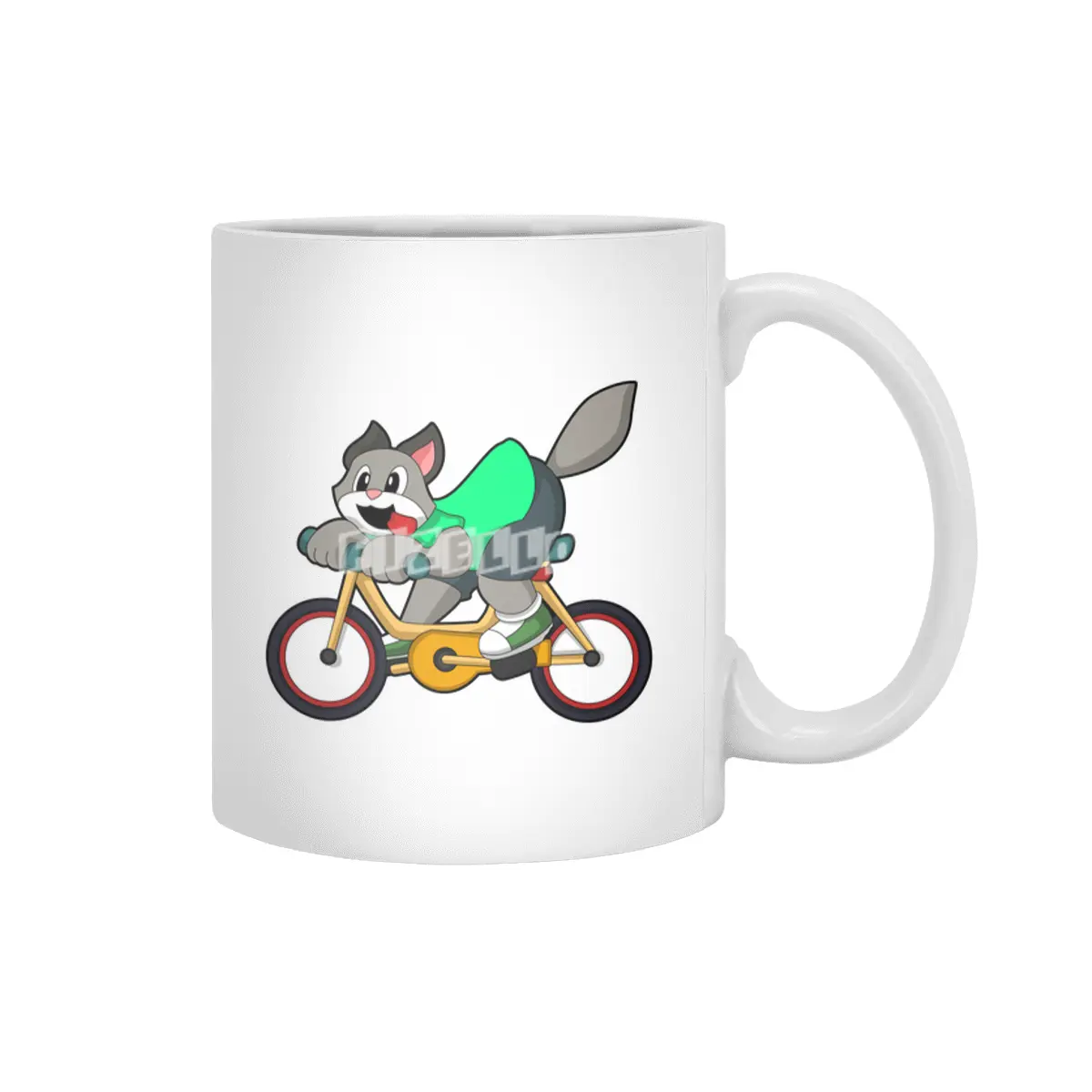 Cat with Bicycle Beyaz Kupa