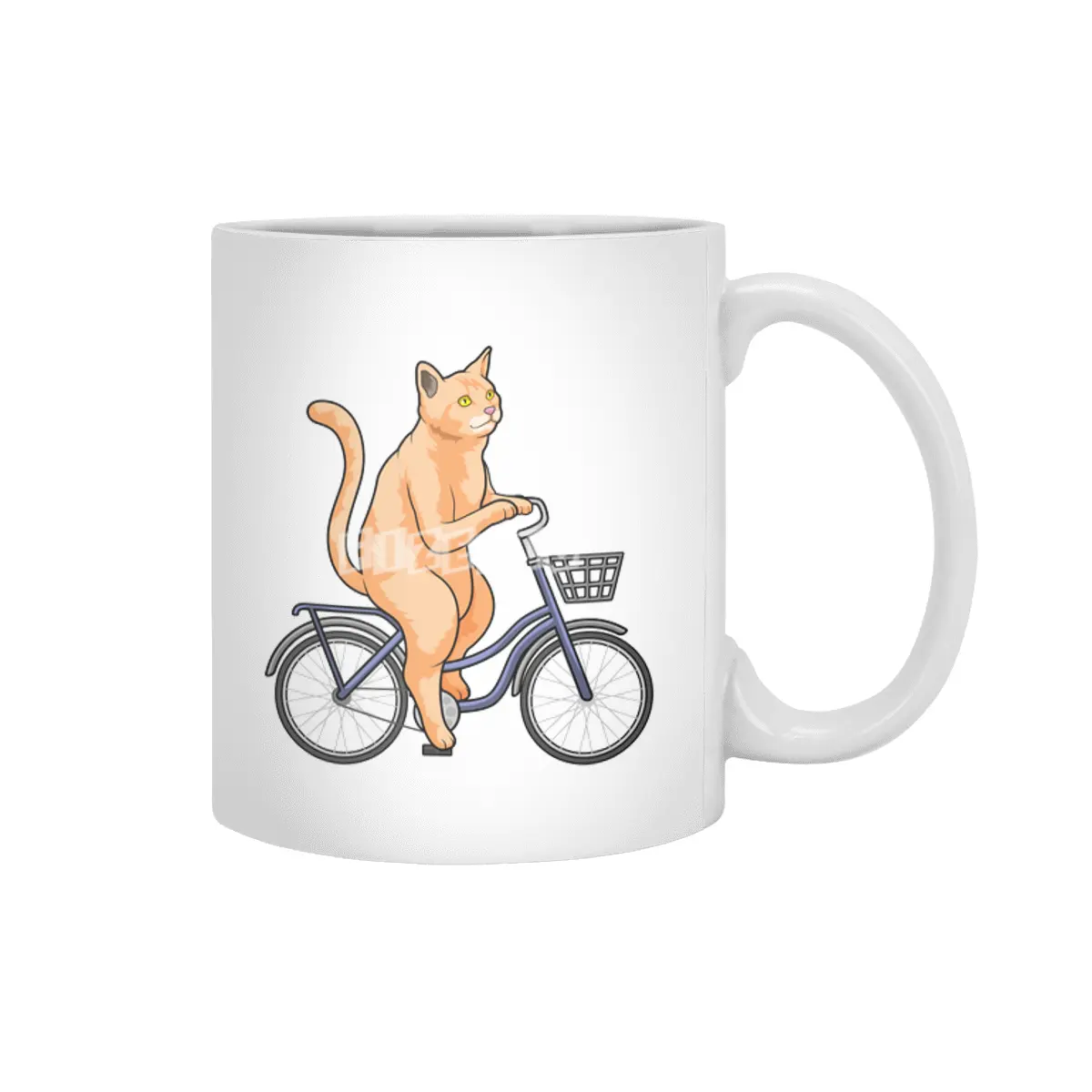 Cat with Bicycle Beyaz Kupa