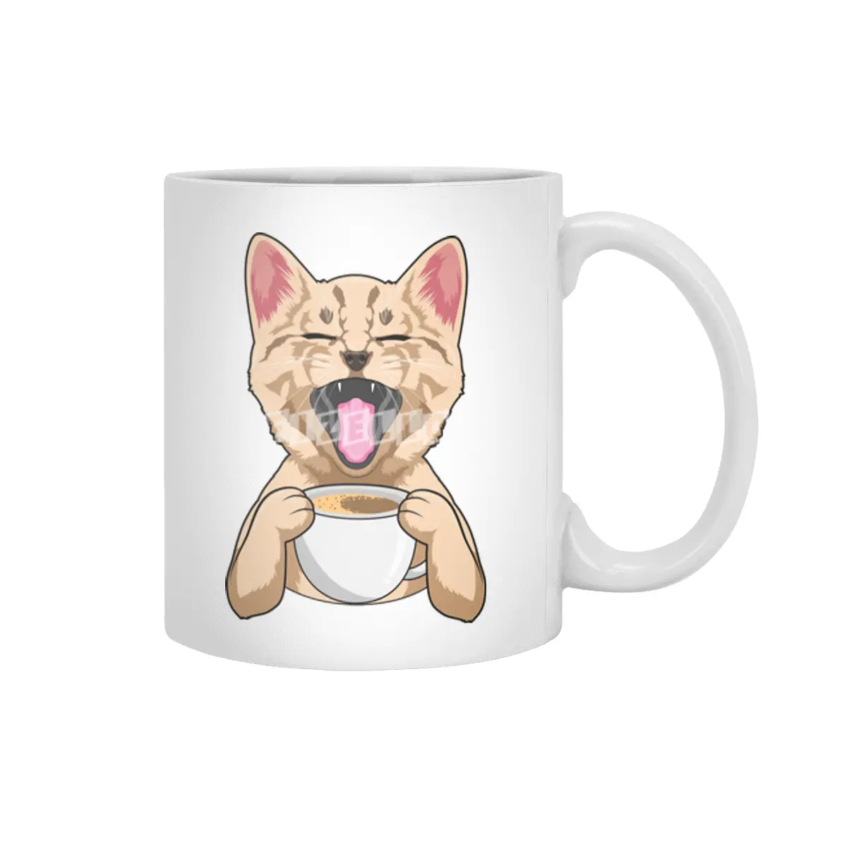 Cat with Cup of Coffee Beyaz Kupa