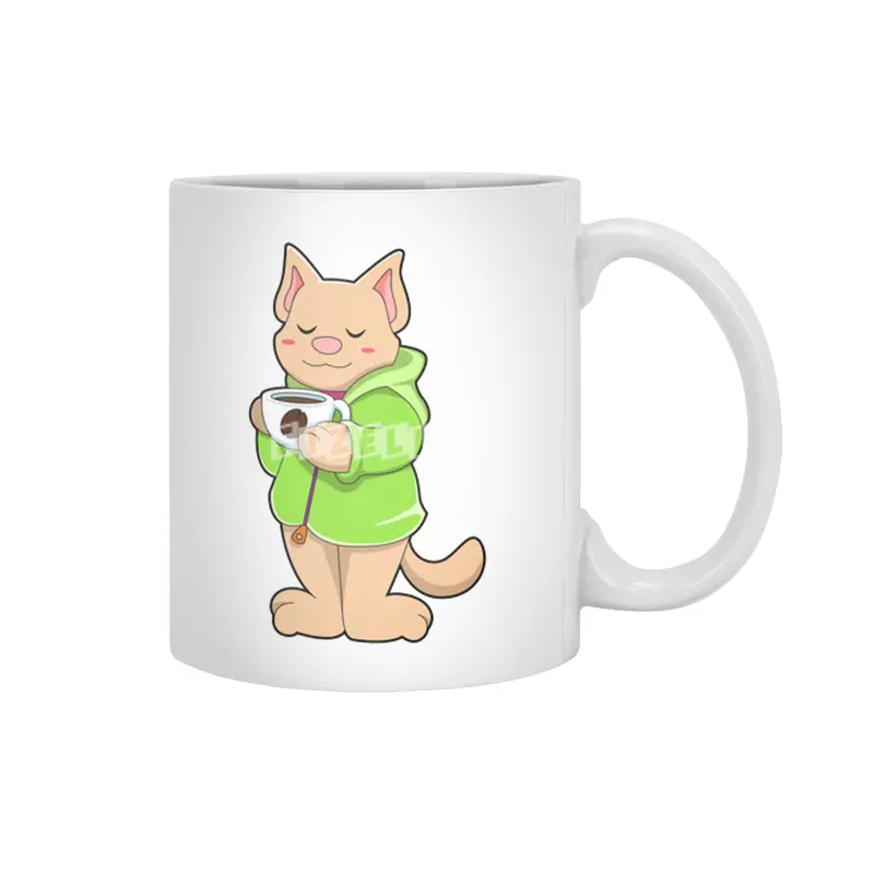 Cat with Cup of Coffee & Pajamas Beyaz Kupa