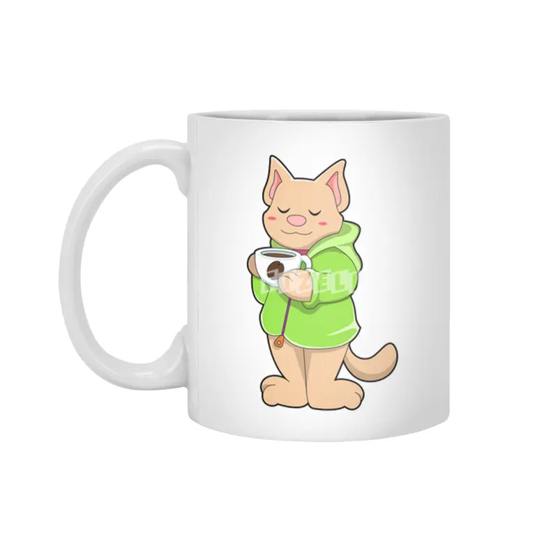 Cat with Cup of Coffee & Pajamas Beyaz Kupa