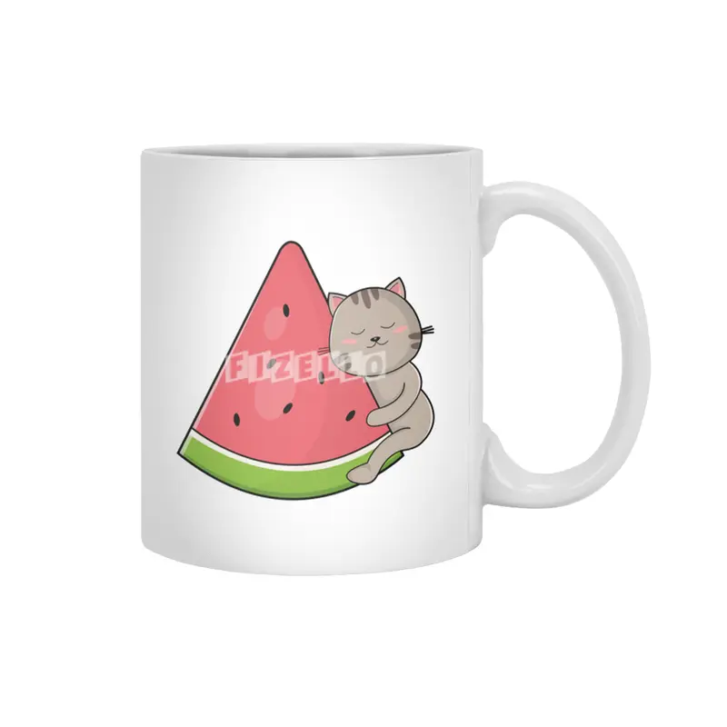 Cat with Watermelon Beyaz Kupa
