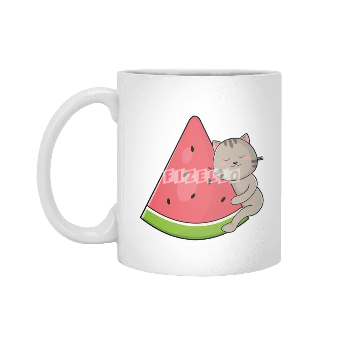 Cat with Watermelon Beyaz Kupa