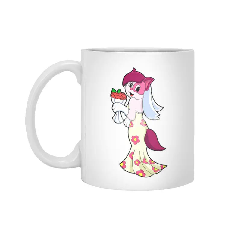 Cat with Wedding dress & Bunch of Flower Beyaz Kupa