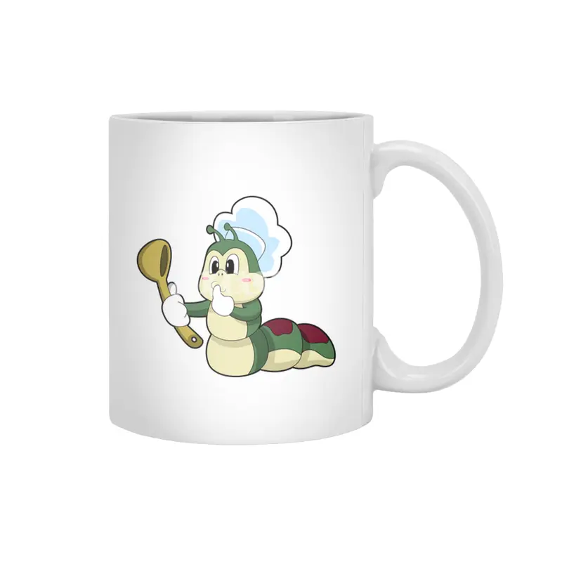 Caterpillar as Chef with Wooden spoon Beyaz Kupa