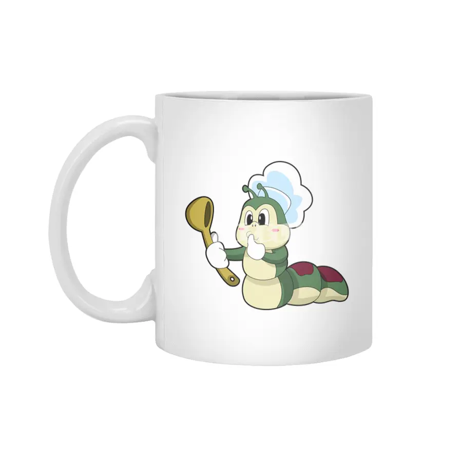 Caterpillar as Chef with Wooden spoon Beyaz Kupa