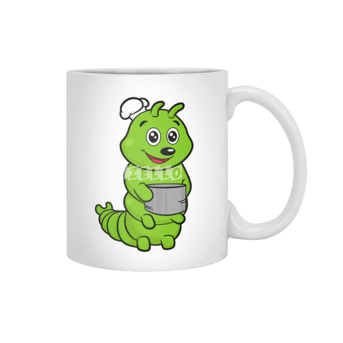 Caterpillar as Cook with Cooking pot Beyaz Kupa