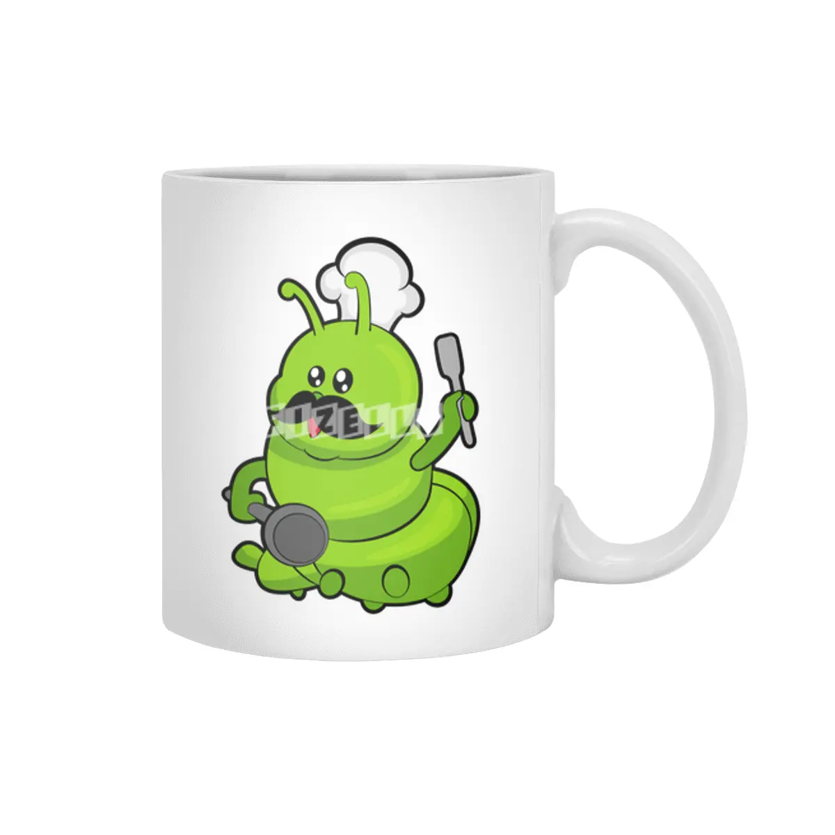 Caterpillar as Cook with Mustache Beyaz Kupa