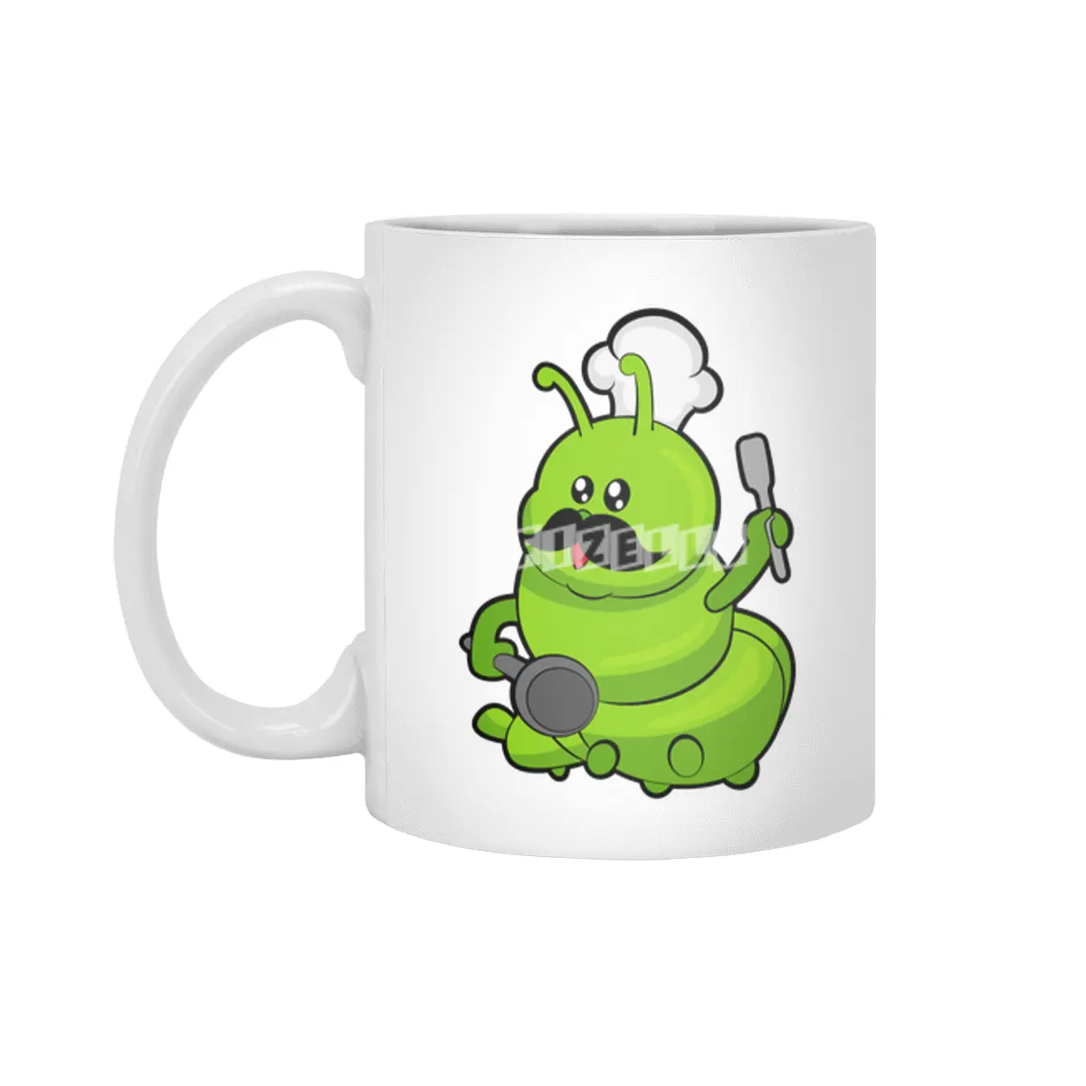 Caterpillar as Cook with Mustache Beyaz Kupa