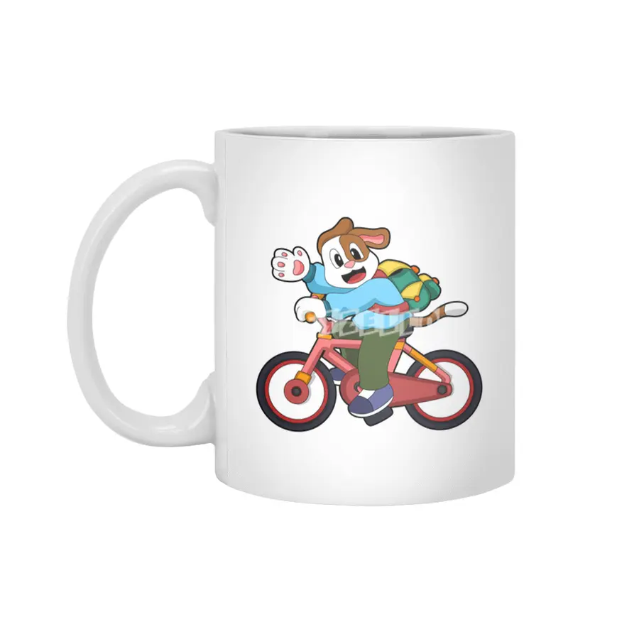 Dog with Bicycle Beyaz Kupa