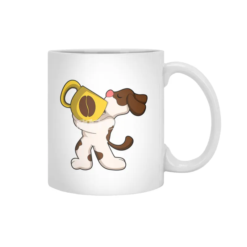 Dog with Cup of Coffee Beyaz Kupa