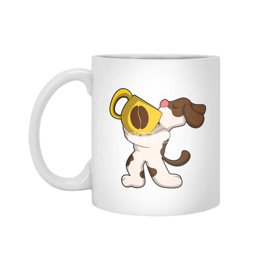 Dog with Cup of Coffee Beyaz Kupa