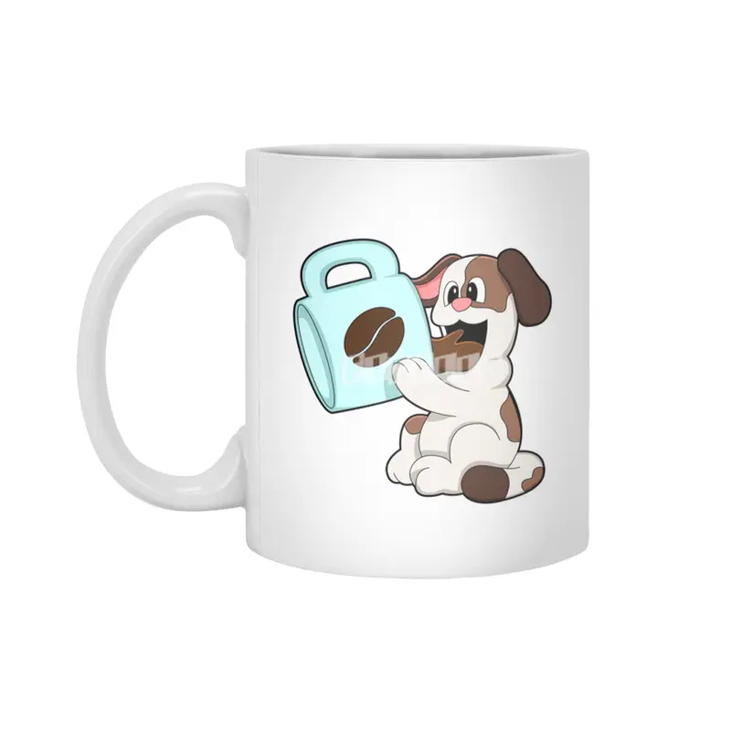 Dog with Cup of Coffee Beyaz Kupa