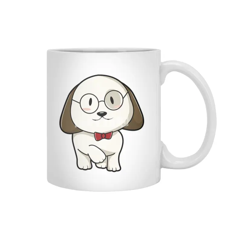 Dog with Tie & Glasses Beyaz Kupa