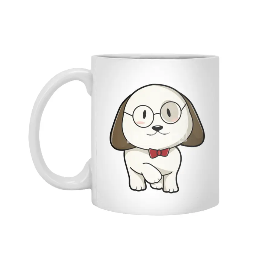 Dog with Tie & Glasses Beyaz Kupa