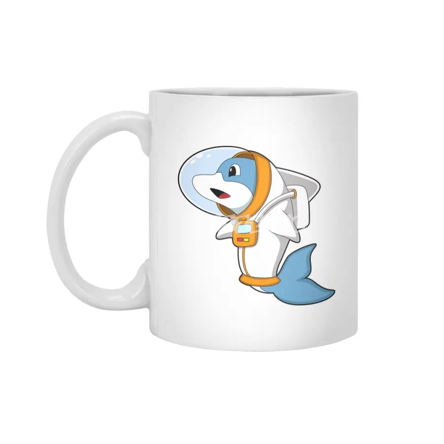Dolphin as Astronaut with Costume Beyaz Kupa