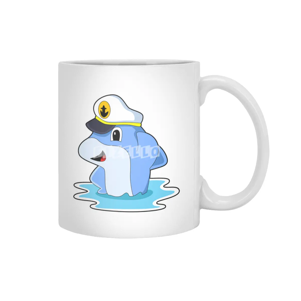 Dolphin as Captain with Hat Beyaz Kupa