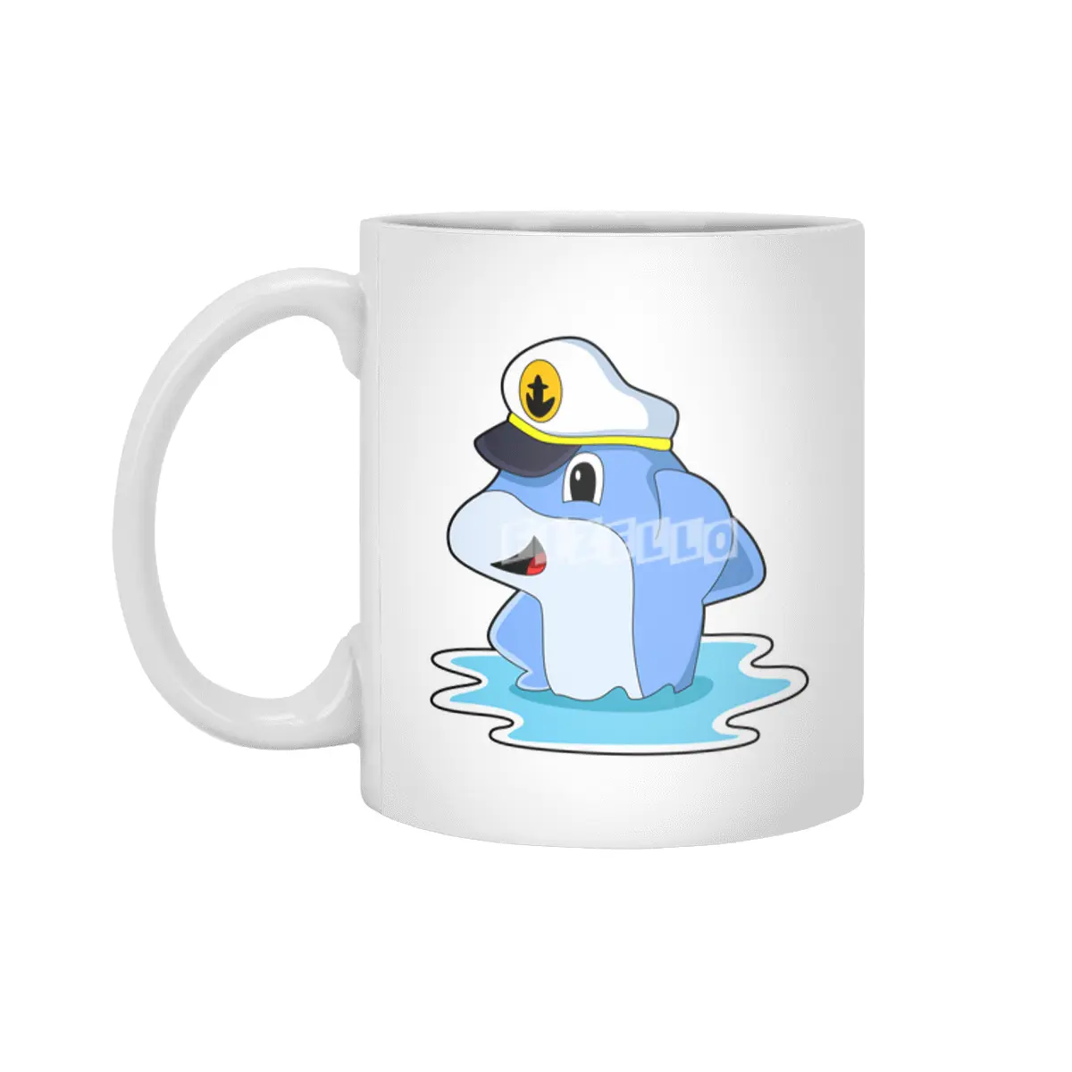 Dolphin as Captain with Hat Beyaz Kupa