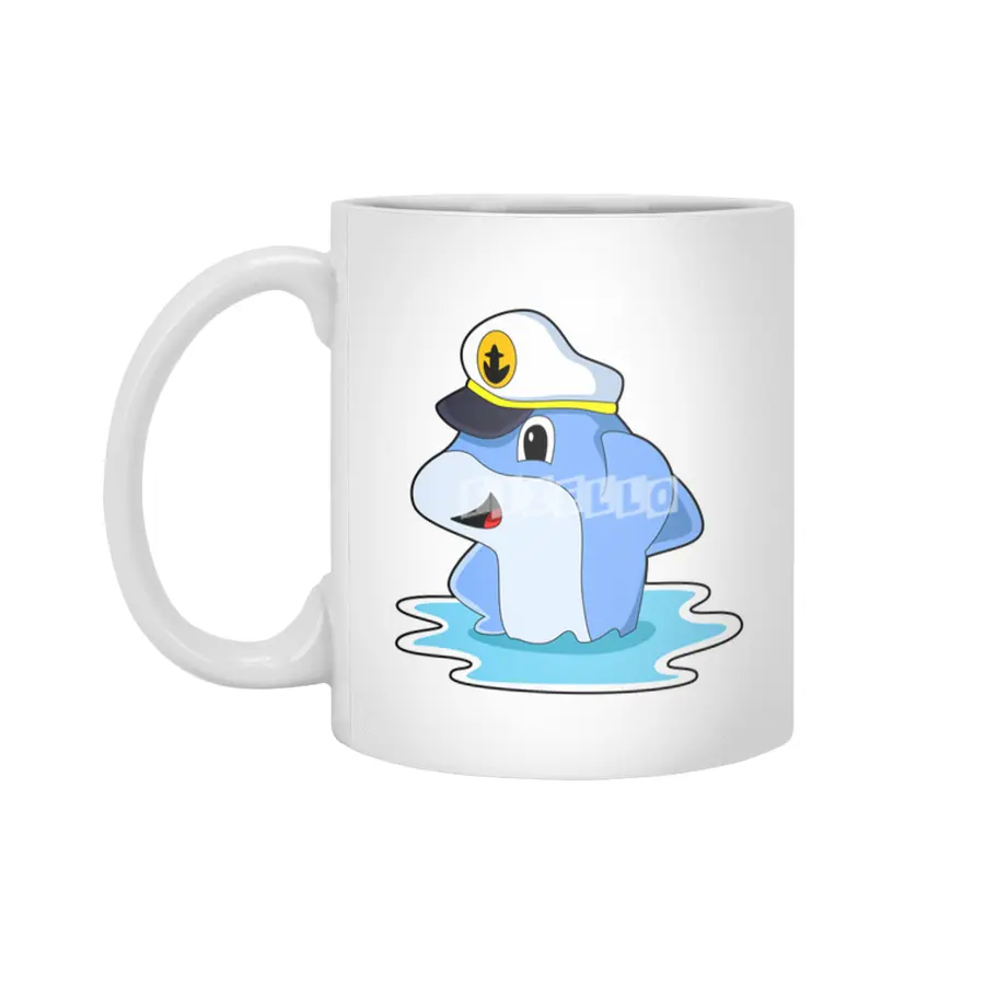 Dolphin as Captain with Hat Beyaz Kupa