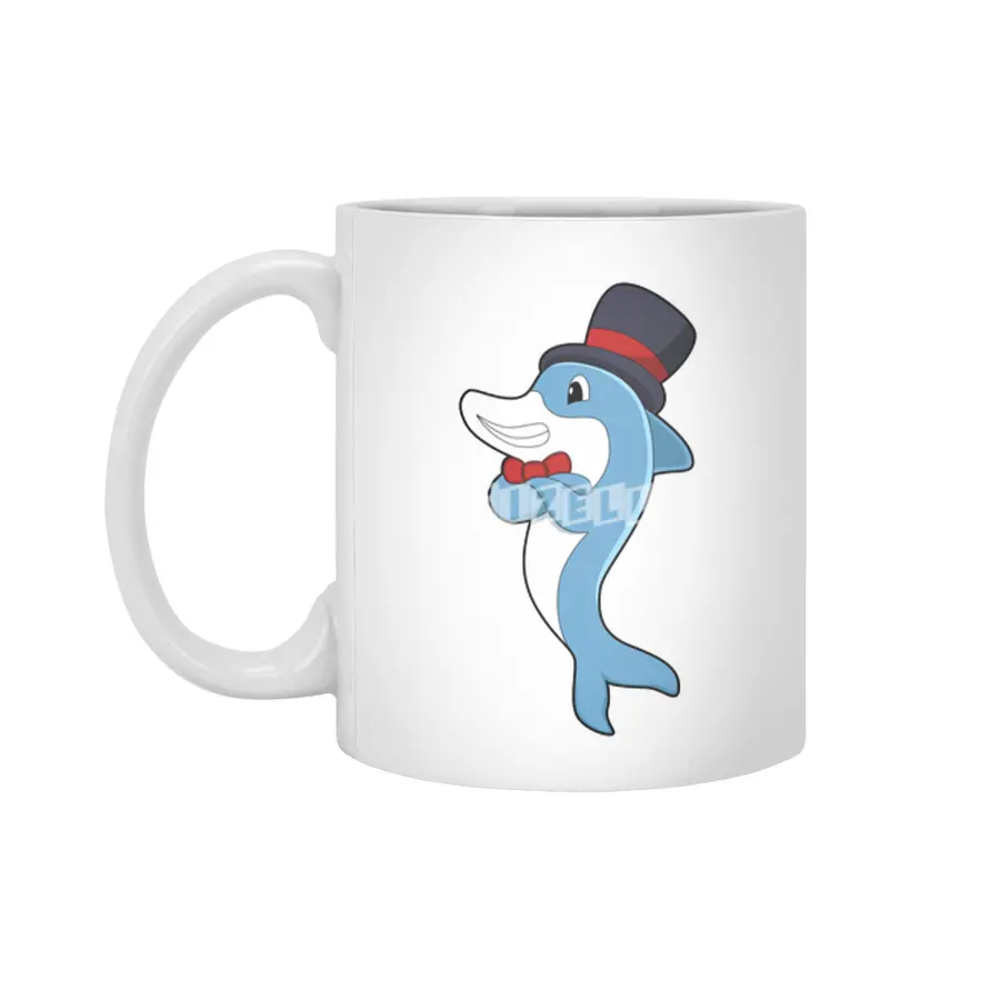 Dolphin as Gentleman with Hat Beyaz Kupa