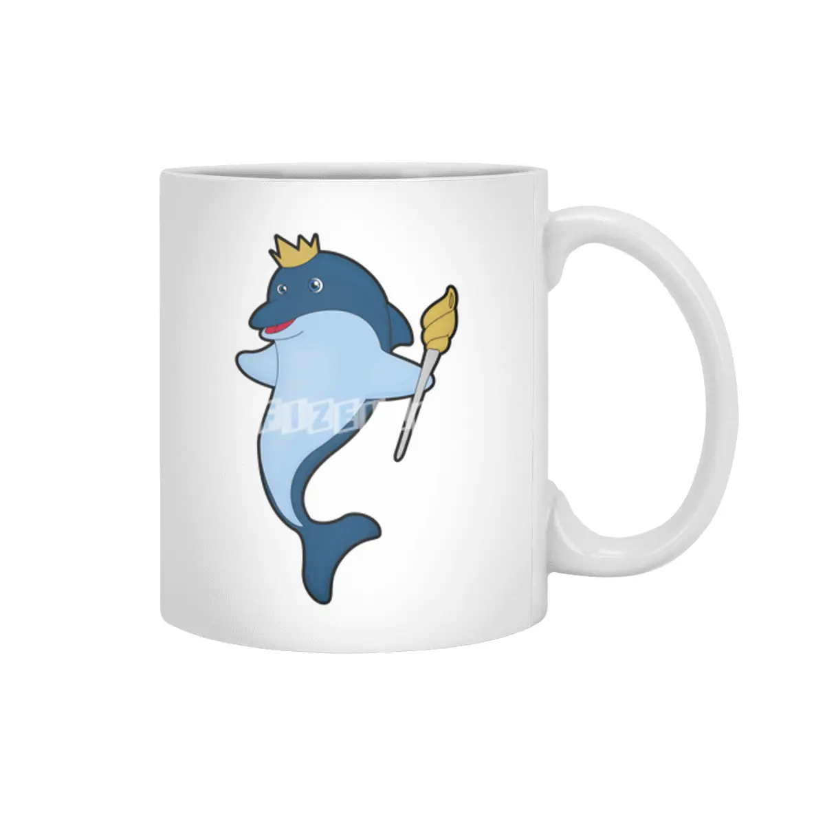 Dolphin as King with Staff & Crown Beyaz Kupa